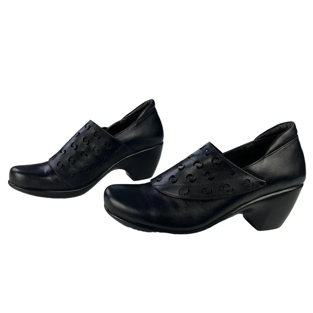 Naot Precious Black Leather Retro Boho Comfort‎ Heels Mary Jane Womens 10-10.5